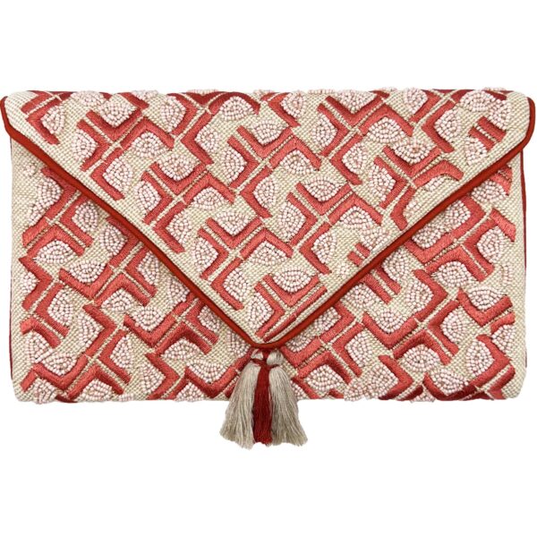 Clutch | Envelope Coral, Nude & Beaded