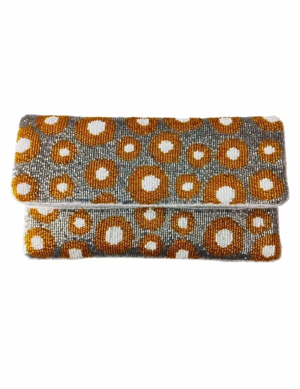 Clutch | Beaded Silver, Gold, & White