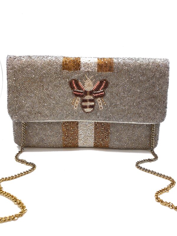 Clutch | Two Toned Striped Beaded Bee