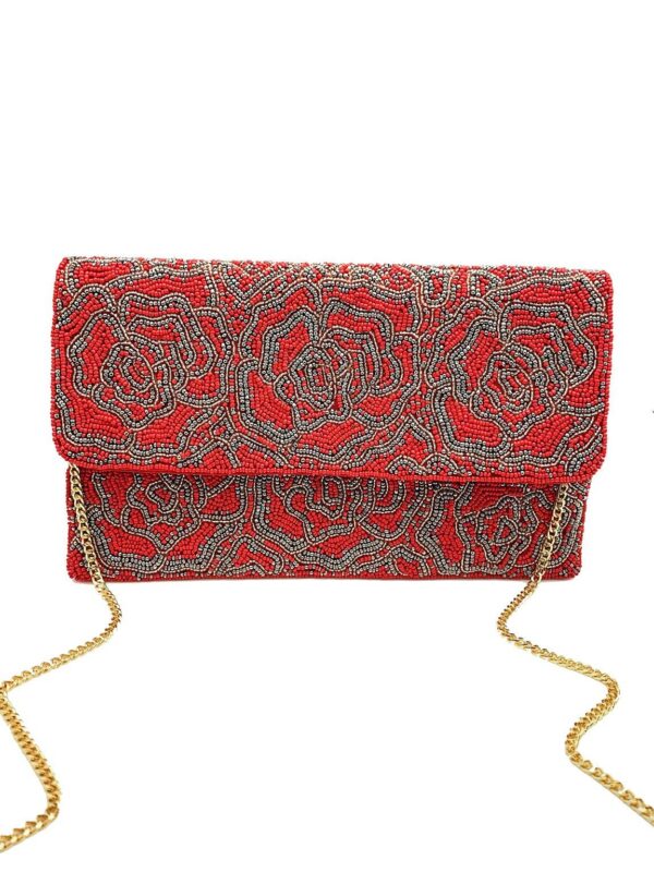 Clutch | Red Rose Beaded