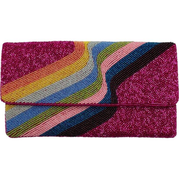 Clutch | Fuchsia Rainbow Beaded