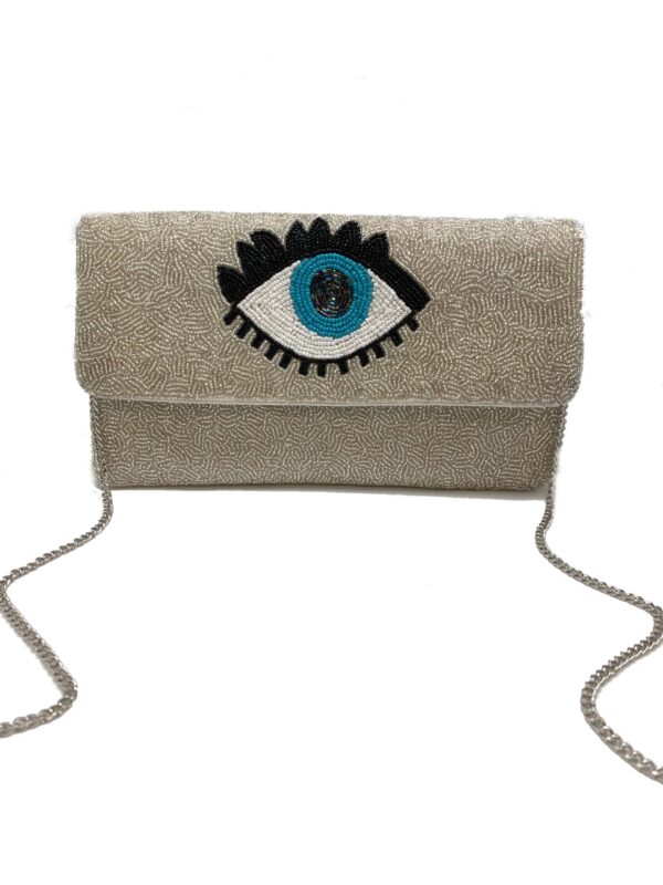 Clutch | Keep Watching Silver Eye Beaded