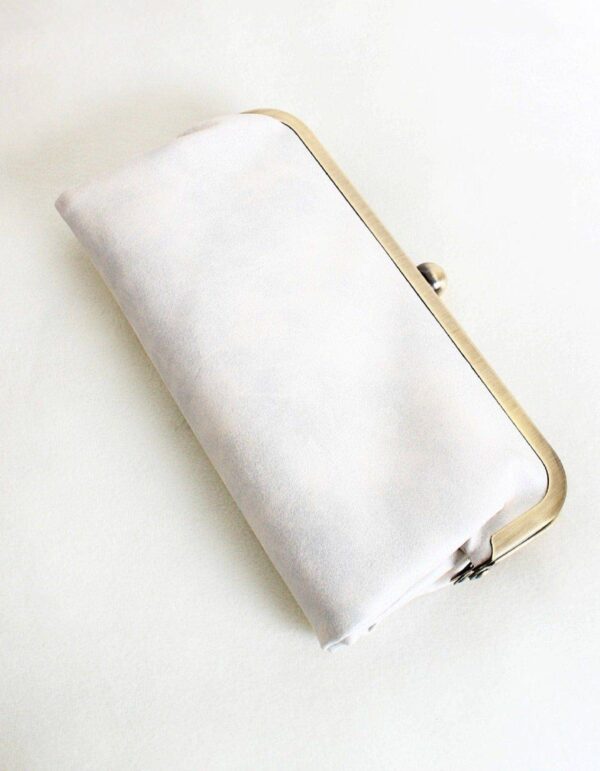 Clutch | Karen Kiss Lock Clutch Bag: Pearl White