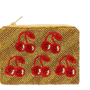 Mini | Cherries Themed Fully Beaded Coin Purse