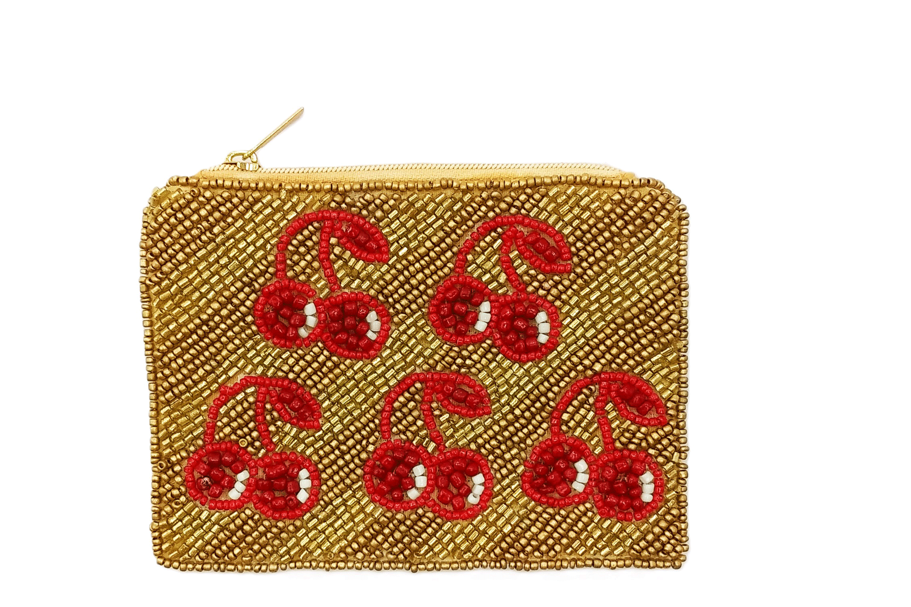 Mini | Cherries Themed Fully Beaded Coin Purse