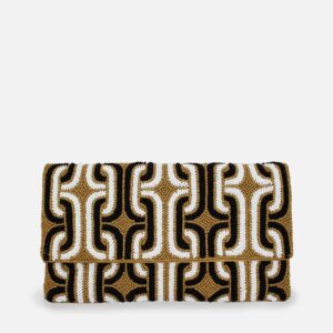 Clutch | Mocha Gold White Beaded