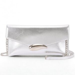 Clutch | Vegan Leather Envelope Clutch: Silver