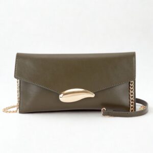 Clutch | Vegan Leather Envelope Clutch: Olive
