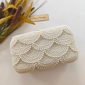 Clutch | Pearl Beaded Clutch, Ivory Wedding Evening