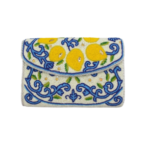 Clutch | Lemon Blue Double Sided Beaded Clutch