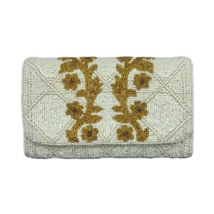 Mini Clutch | Gold Leave Beaded Rectangular Clutch