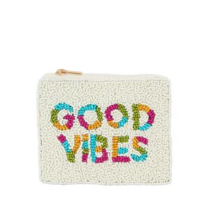 Mini | Ladies Fully Beaded Colorful GOOD VIBES Coin Purse