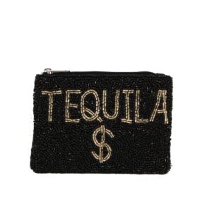 Mini | Ladies Fully Beaded White Tequila Theme Coin Purse
