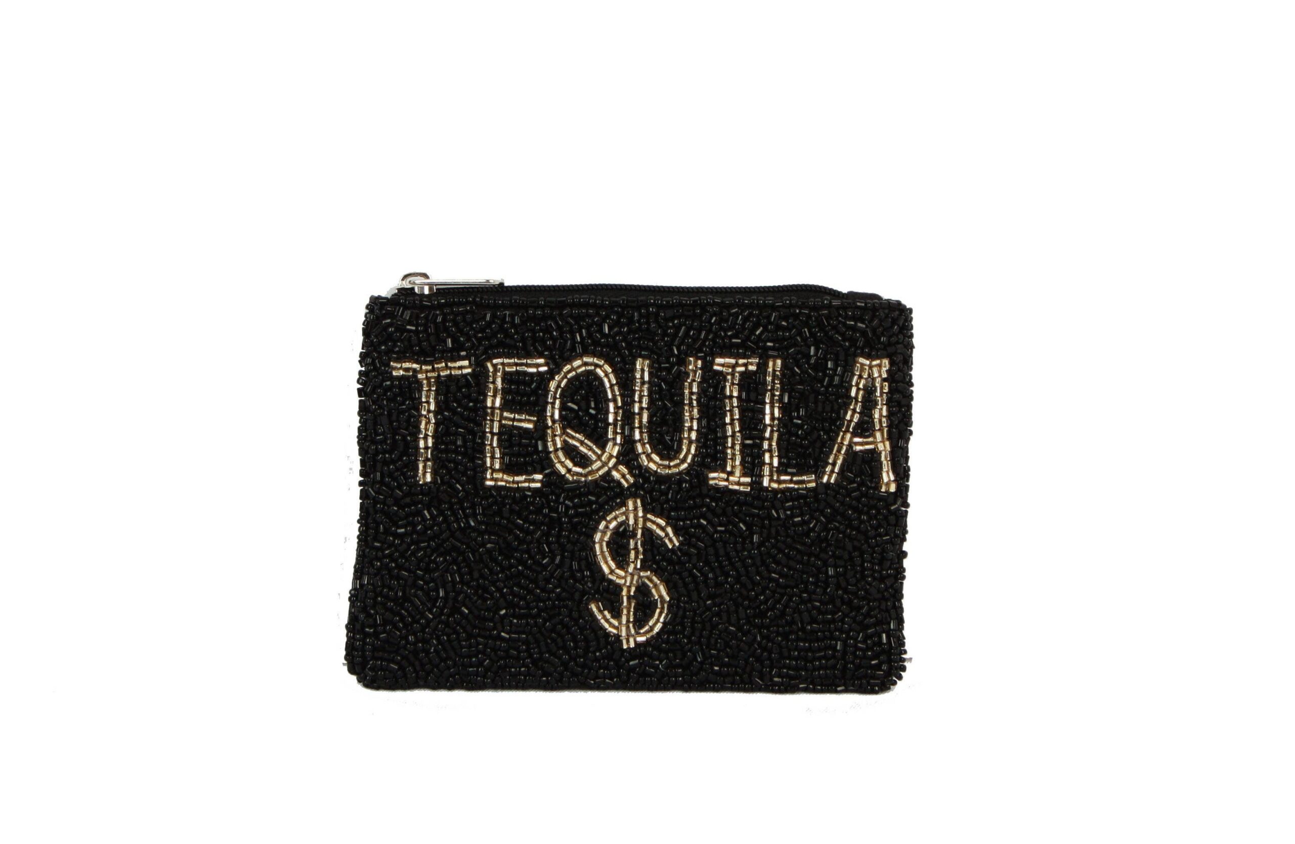 Mini | Ladies Fully Beaded White Tequila Theme Coin Purse