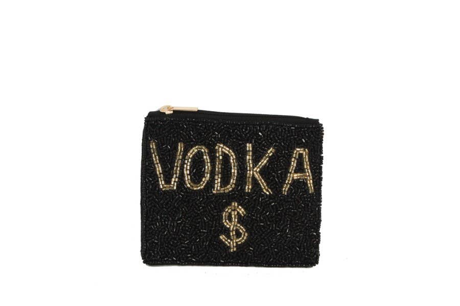 Mini | Ladies Fully Beaded Black VODKA Theme Coin Purse
