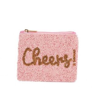 Mini | Ladies Fully Beaded CHEERS Printed Cosmetic Bag
