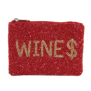 Mini | Ladies Fully Beaded WINES Theme Coin Purse