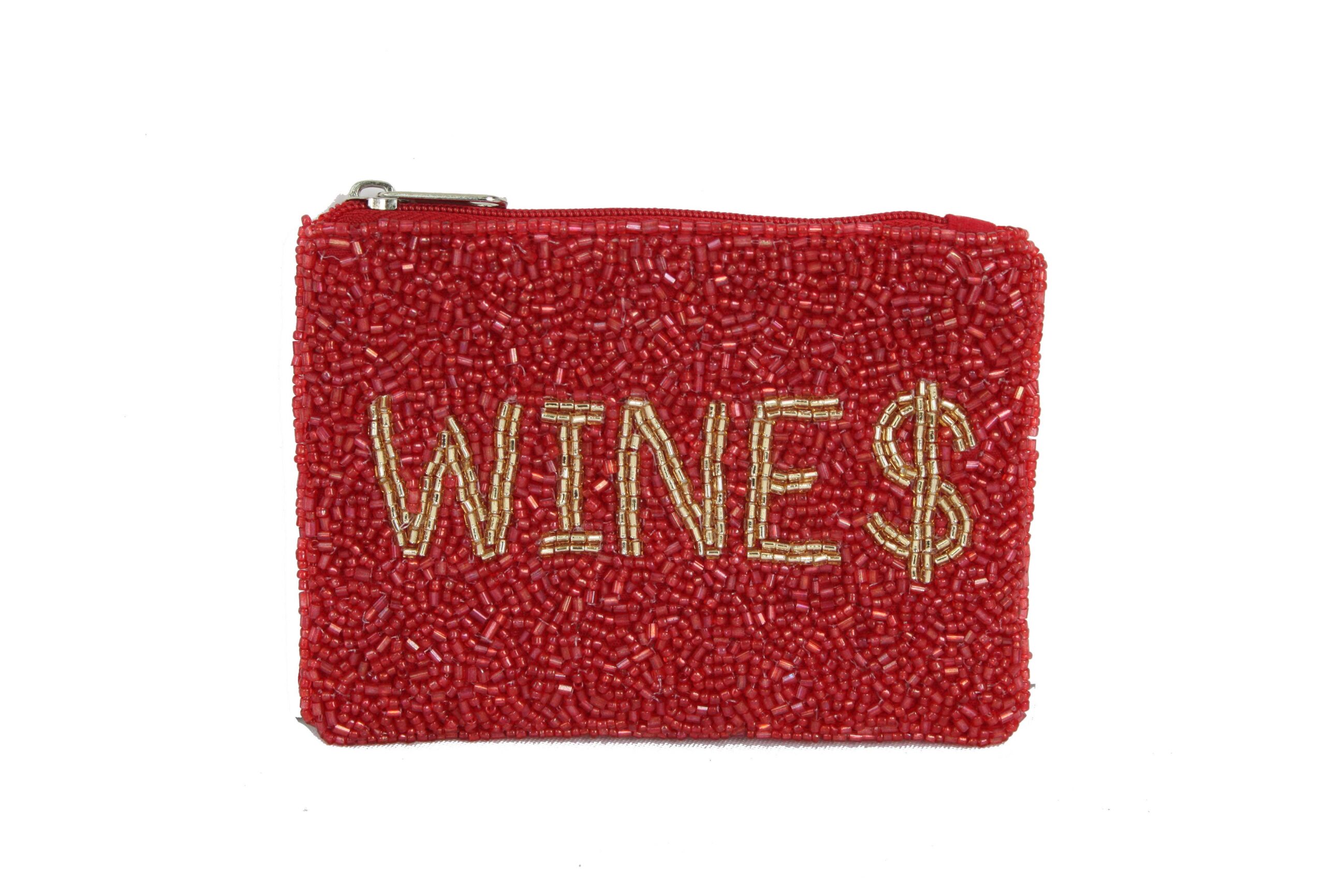 Mini | Ladies Fully Beaded WINES Theme Coin Purse