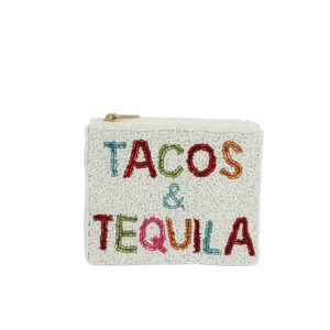 Mini | Tacos And Tequila Bold Letters Beaded Coin Purse