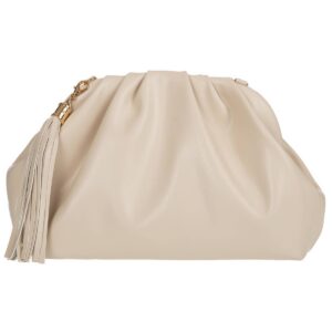 Clutch | Dumpling Bag, Women Clutch Purses, Cloud Crossbody Handbag: S/beige