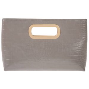 Clutch Crocodile Synthetic Leather Top Handle Clutch: Gray