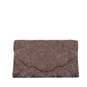 Clutch | Rose Gold Scallop Double Sided Beaded Clutch